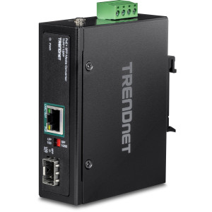 TRENDnet TI-PF11SFP Industrial Gigabit SFP Media Converter, IP30, DIN rail or wall mount